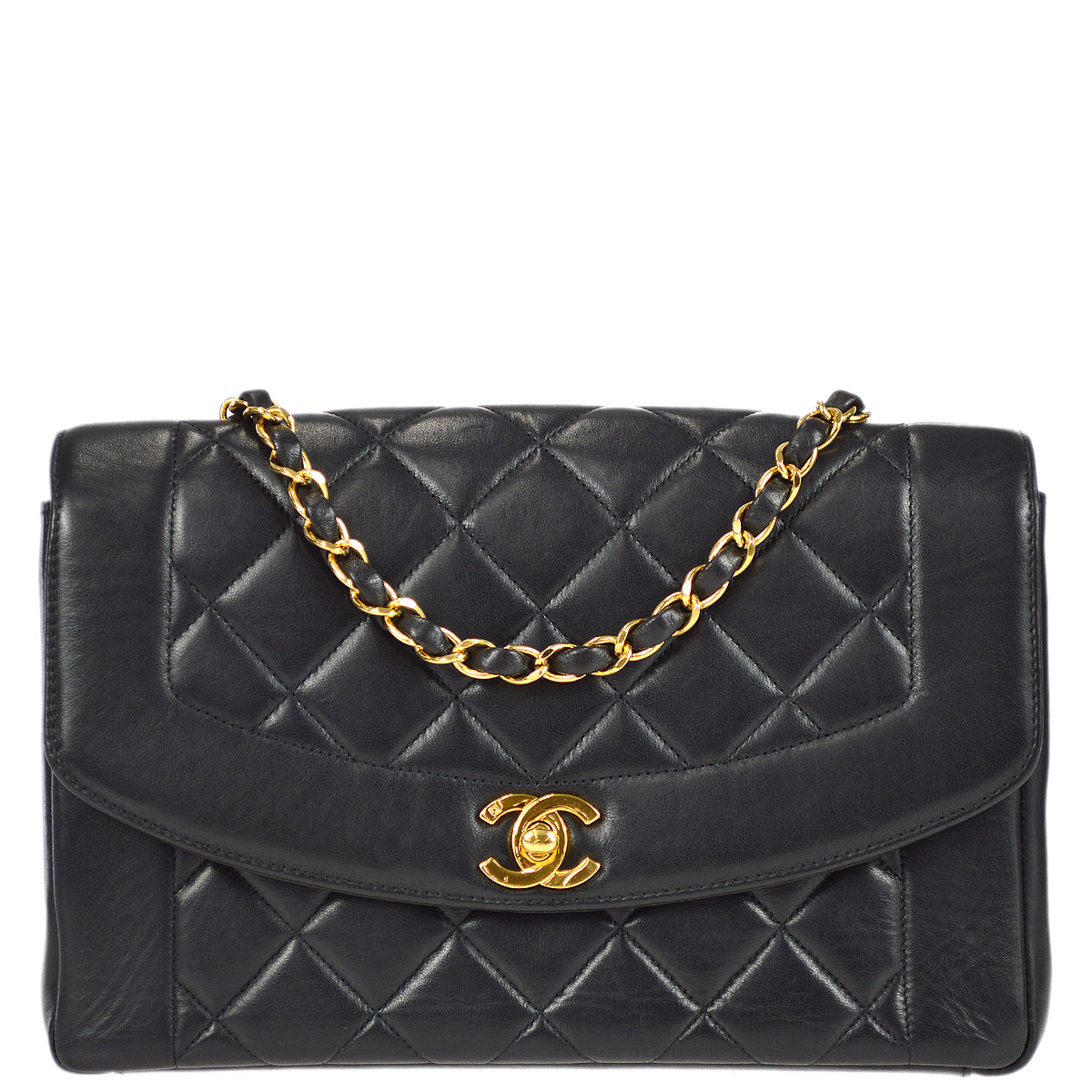 Chanel Medium Diana Chain Shoulder Bag Black Lambskin