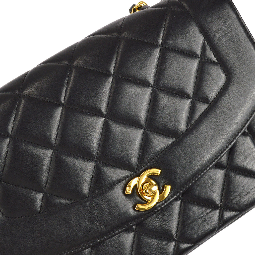 Chanel Medium Diana Chain Shoulder Bag Black Lambskin