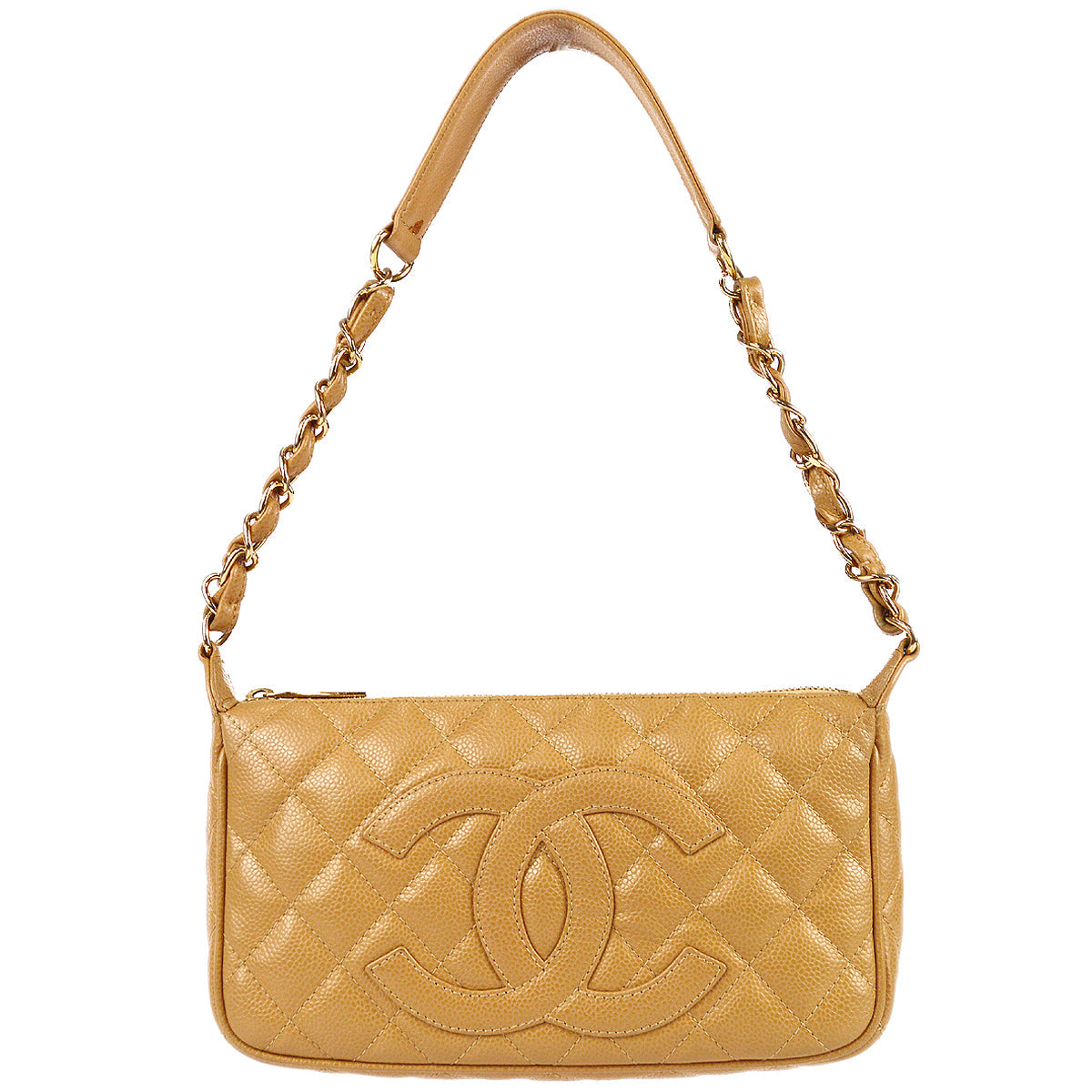 Chanel Hobo Chain Handbag Beige Caviar