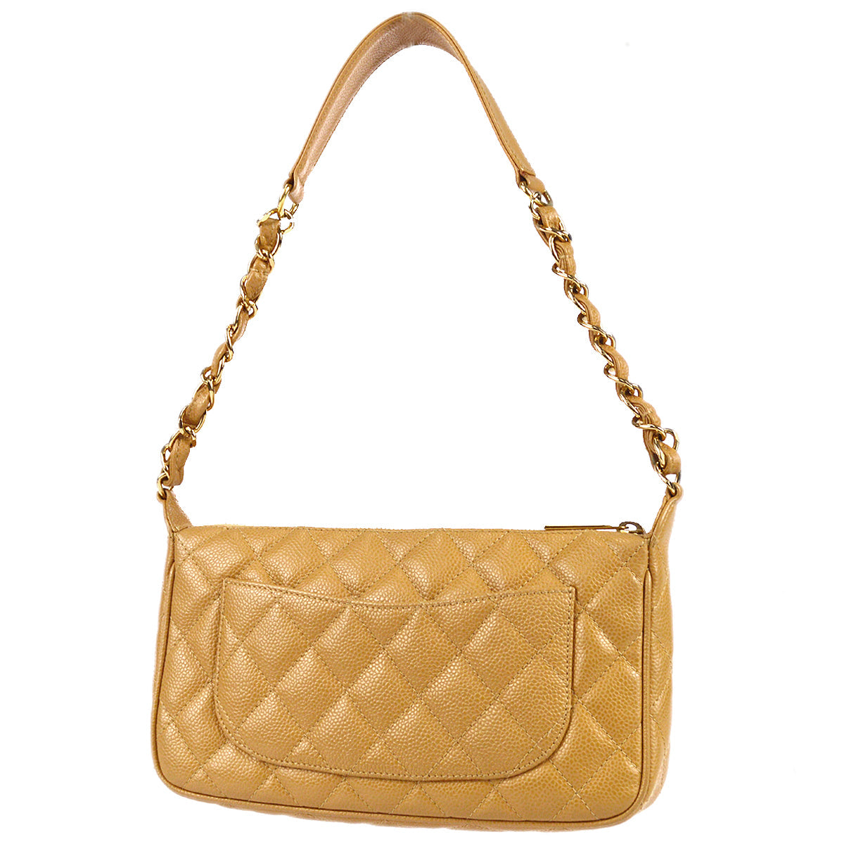 Chanel Hobo Chain Handbag Beige Caviar