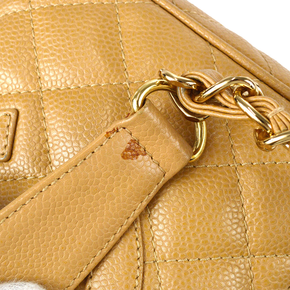 Chanel Hobo Chain Handbag Beige Caviar