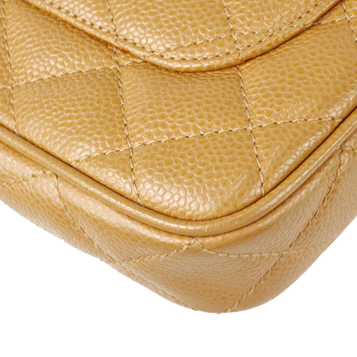 Chanel Hobo Chain Handbag Beige Caviar