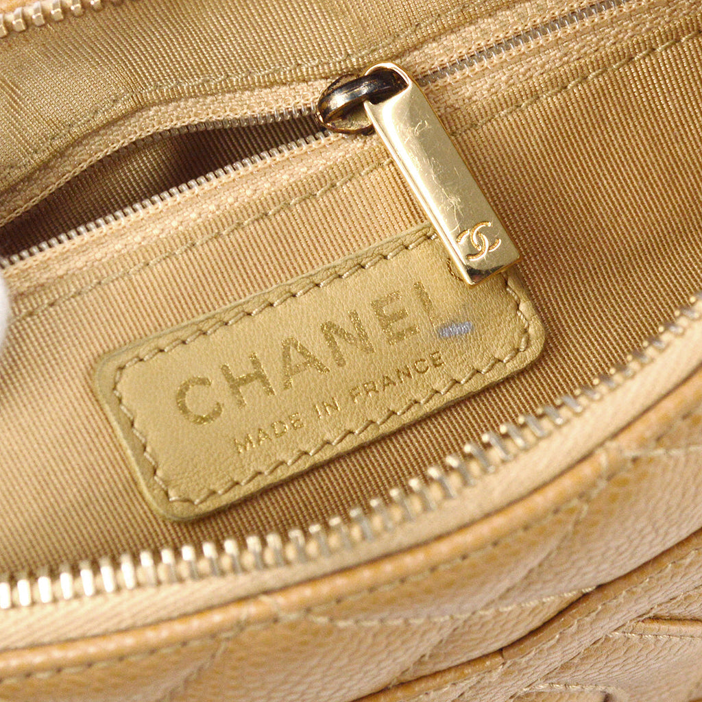 Chanel Hobo Chain Handbag Beige Caviar