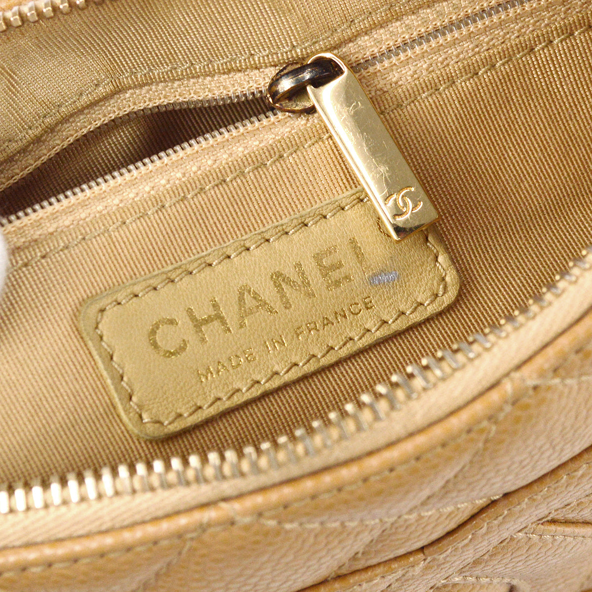 Chanel Hobo Chain Handbag Beige Caviar