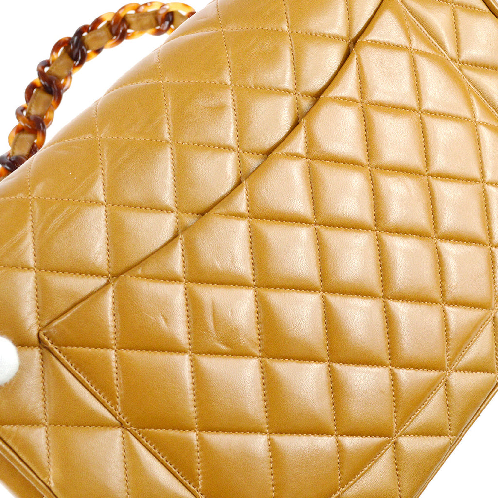 Chanel Classic Flap Jumbo Acrylic Shoulder Bag Brown Lambskin