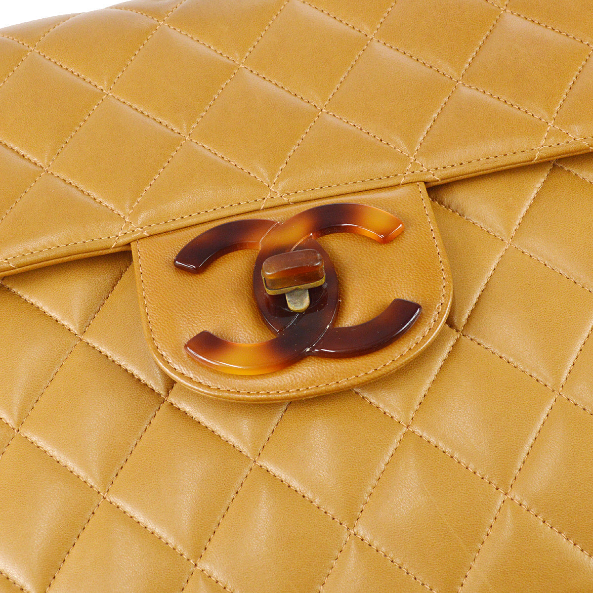 Chanel Classic Flap Jumbo Acrylic Shoulder Bag Brown Lambskin