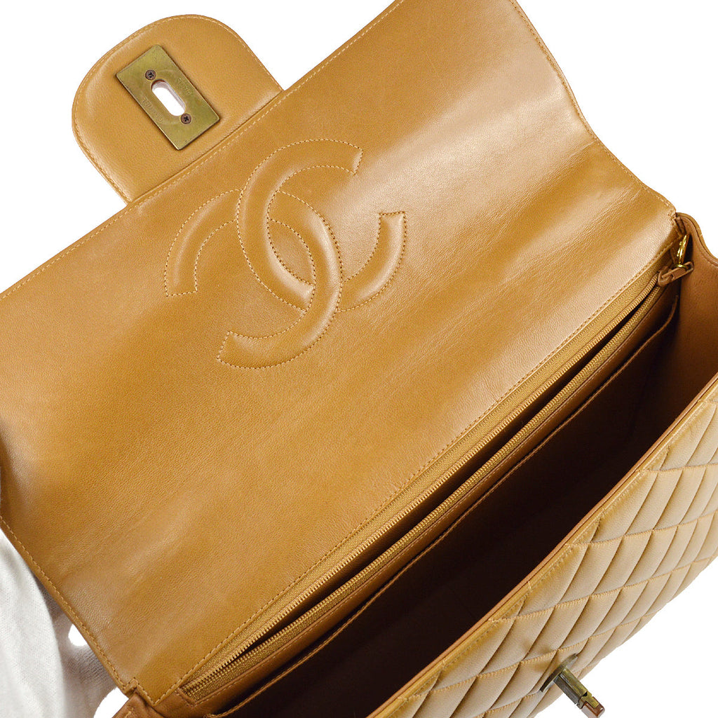 Chanel Classic Flap Jumbo Acrylic Shoulder Bag Brown Lambskin