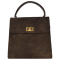 Chanel Mademoiselle Lock Straight Flap Handbag Brown Suede