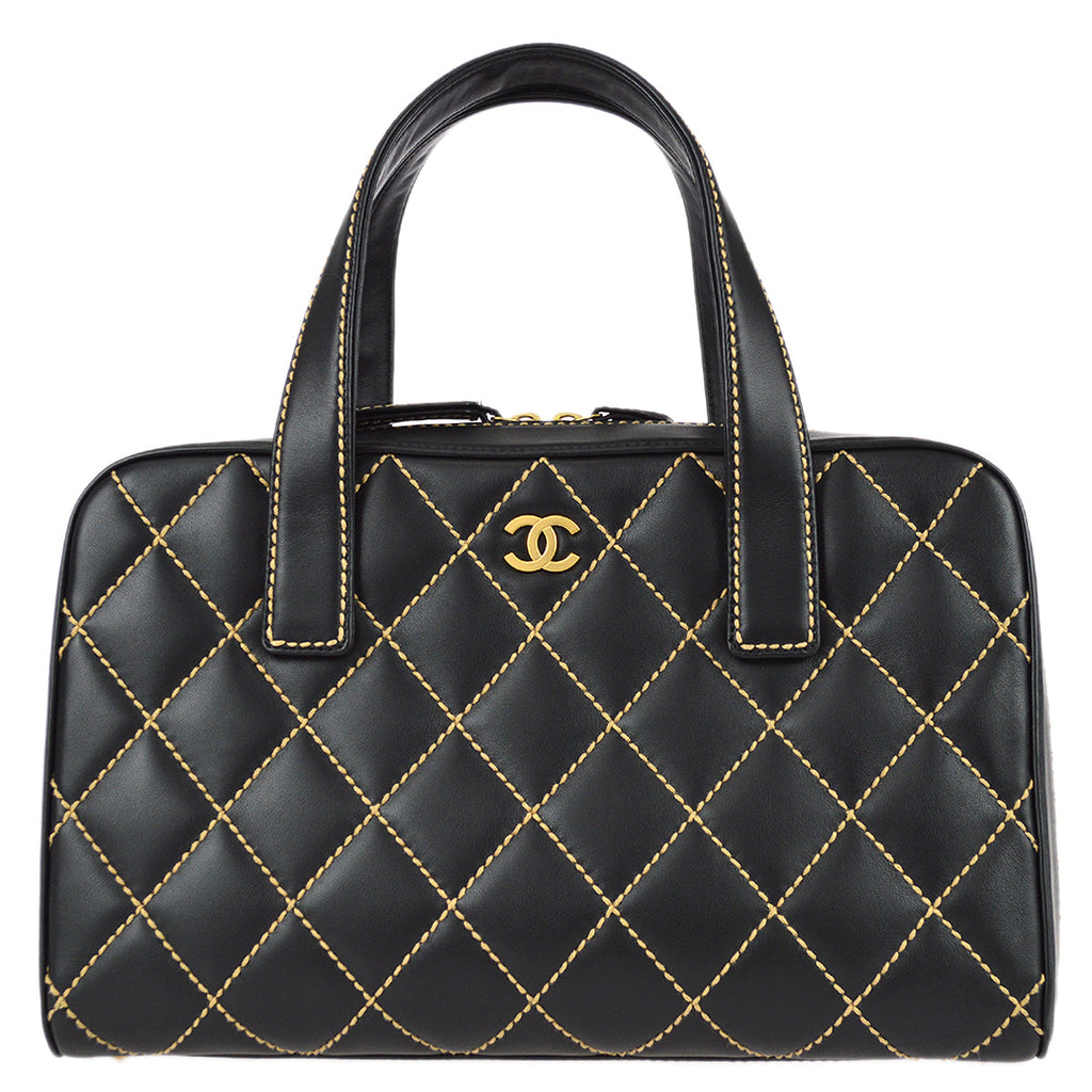 Chanel Wild Stitch Handbag Black Calfskin