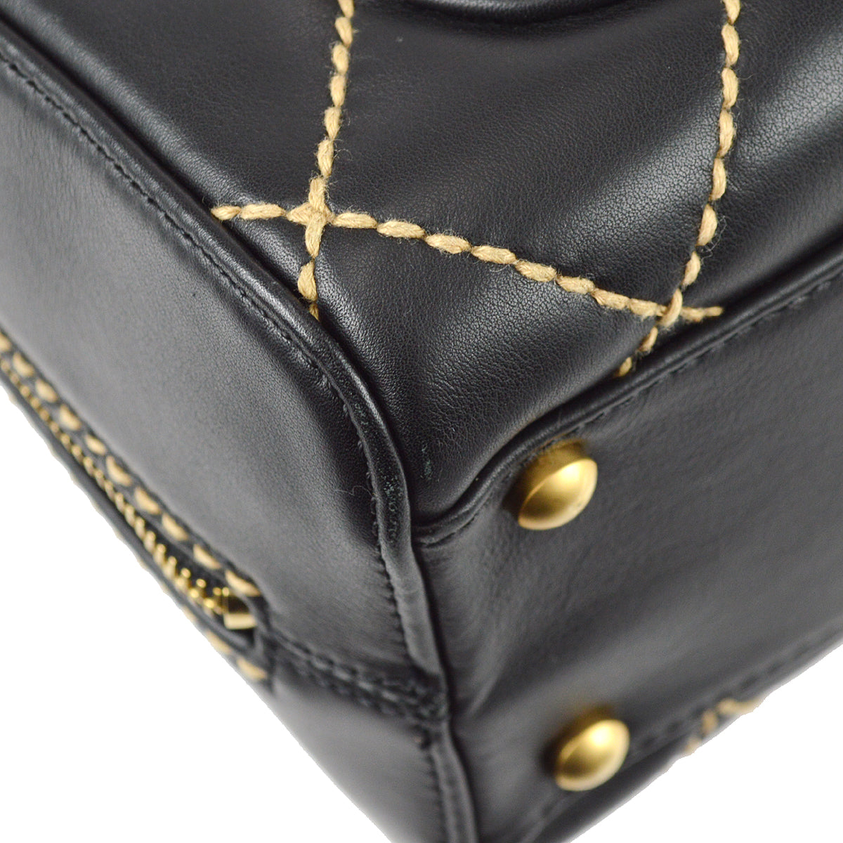 Chanel Wild Stitch Handbag Black Calfskin