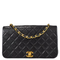 Chanel Full Flap Chain Shoulder Bag Black Lambskin