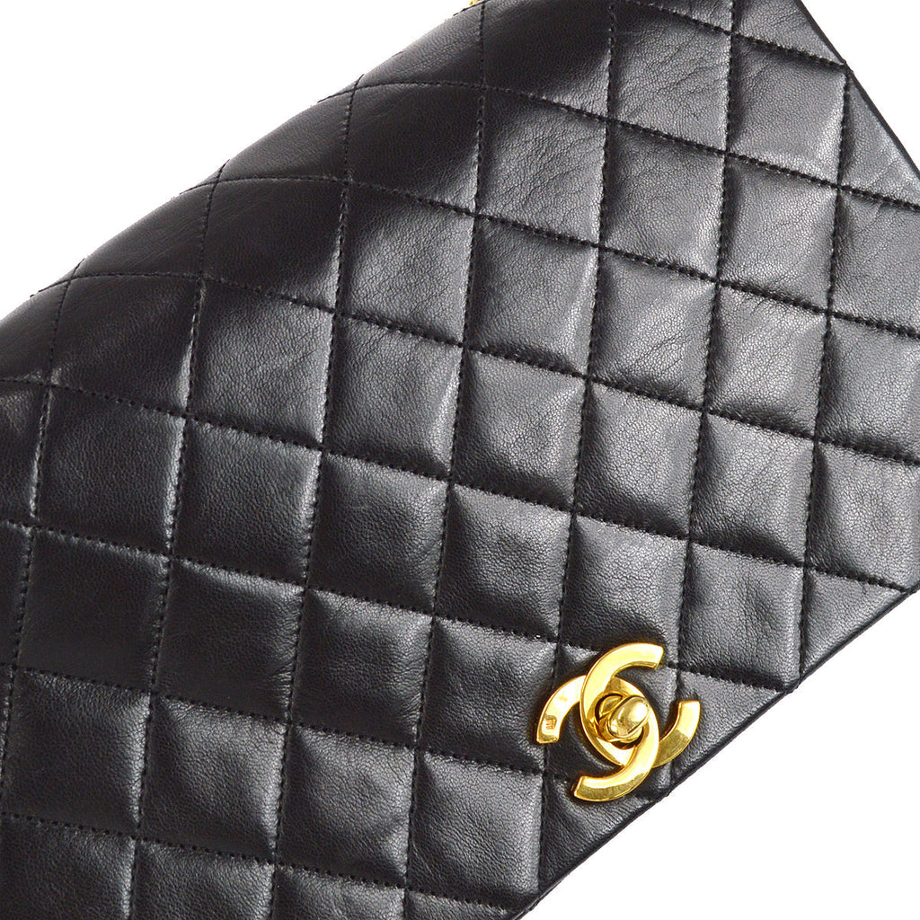 Chanel Full Flap Chain Shoulder Bag Black Lambskin