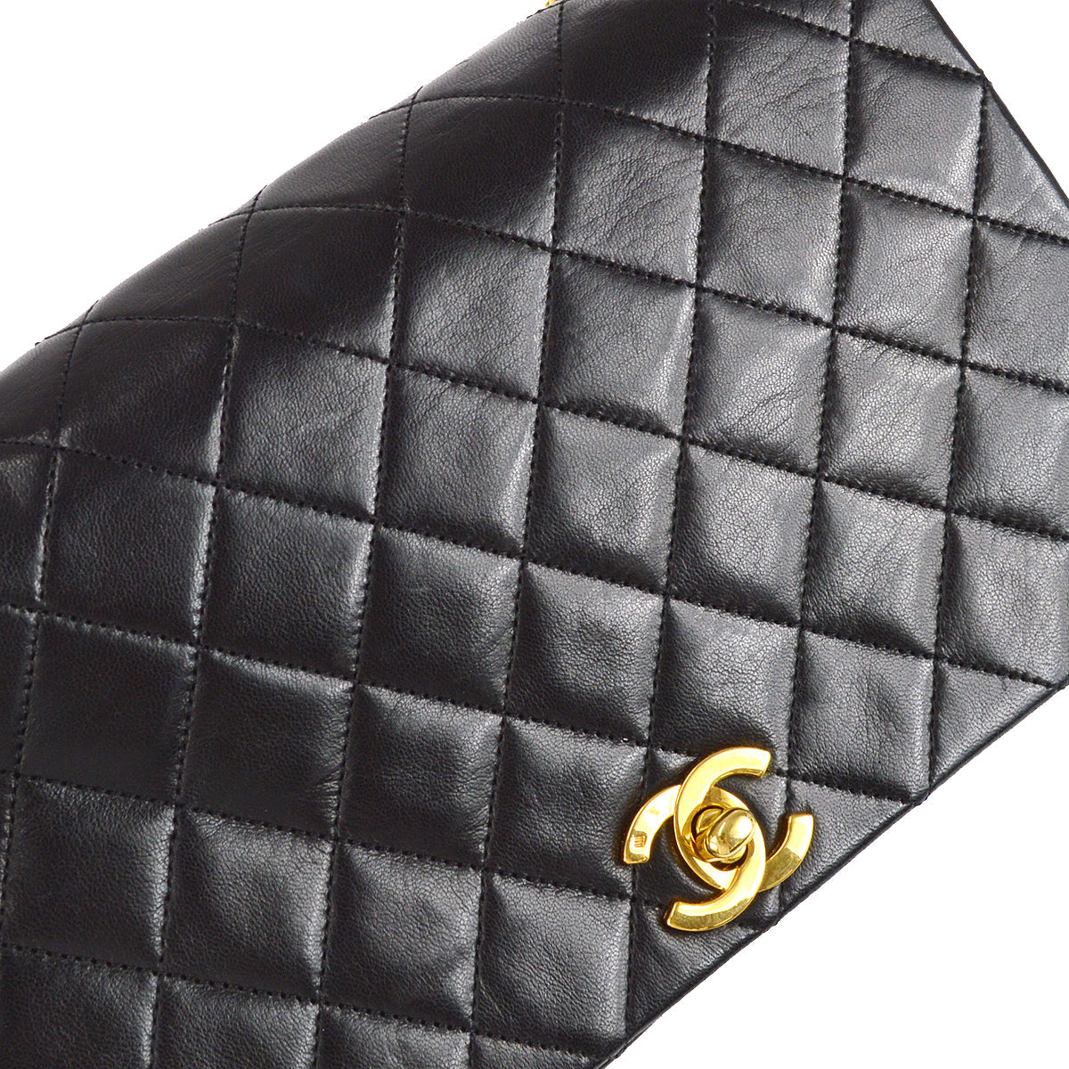 Chanel Full Flap Chain Shoulder Bag Black Lambskin