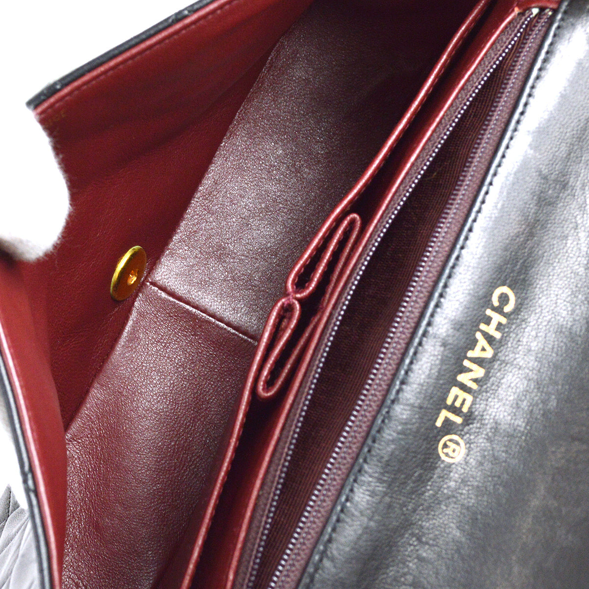 Chanel Full Flap Chain Shoulder Bag Black Lambskin