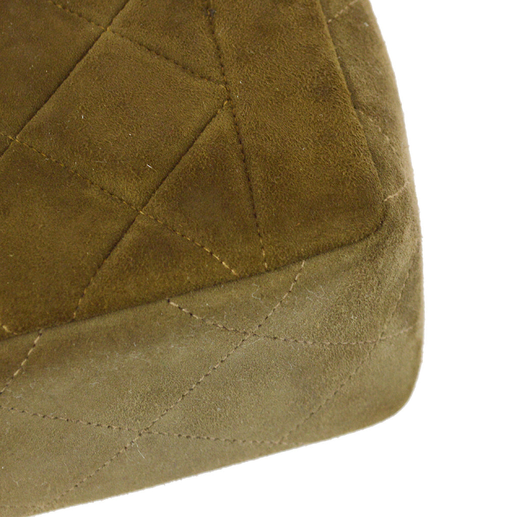 Chanel Classic Flap Double Chain Shoulder Bag Brown Suede