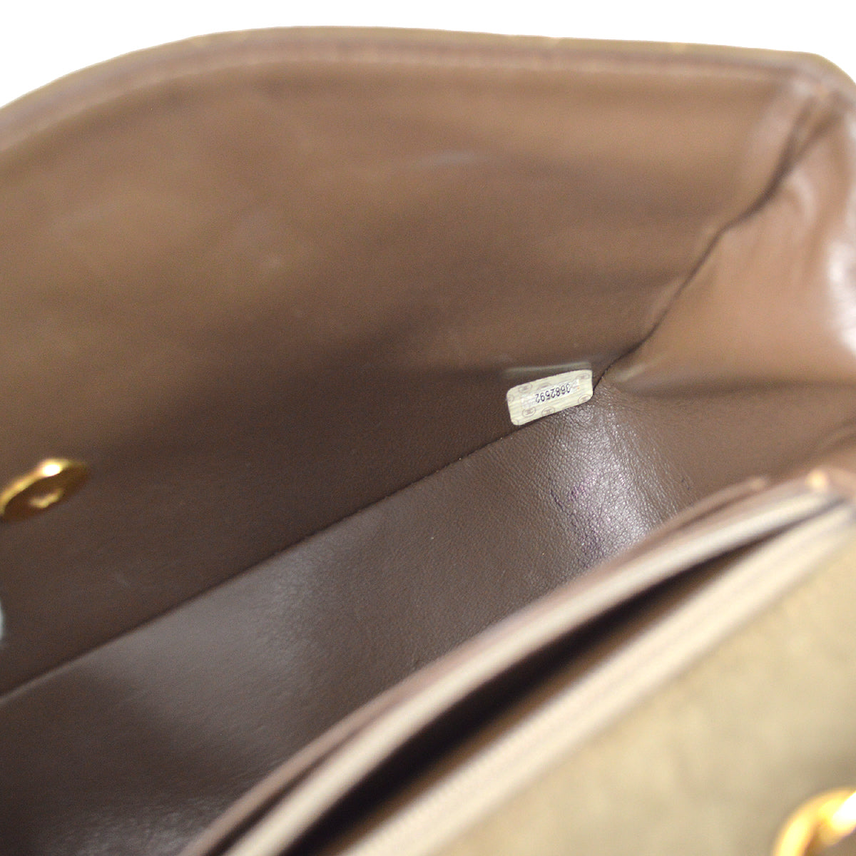 Chanel Classic Flap Double Chain Shoulder Bag Brown Suede