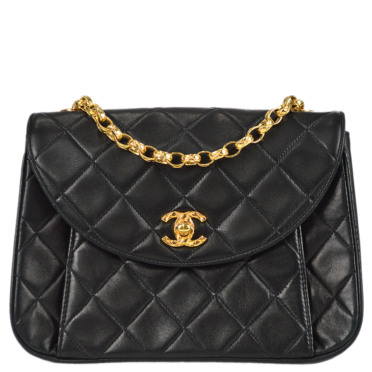 Chanel Classic Flap Bijou Chain Shoulder Bag Black Lambskin