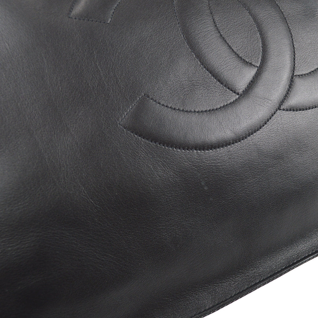 Chanel Chain Shoulder Tote Bag Black Lambskin