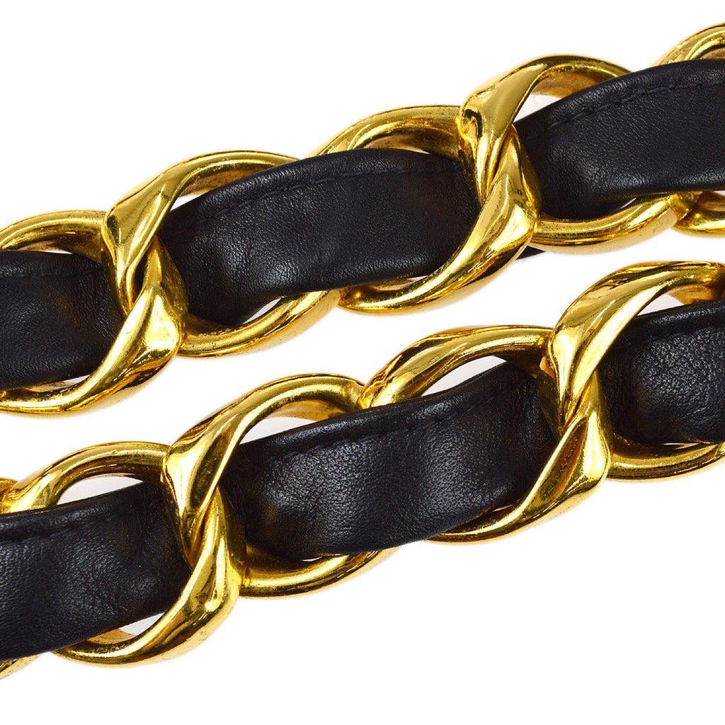 Chanel Chain Shoulder Tote Bag Black Lambskin