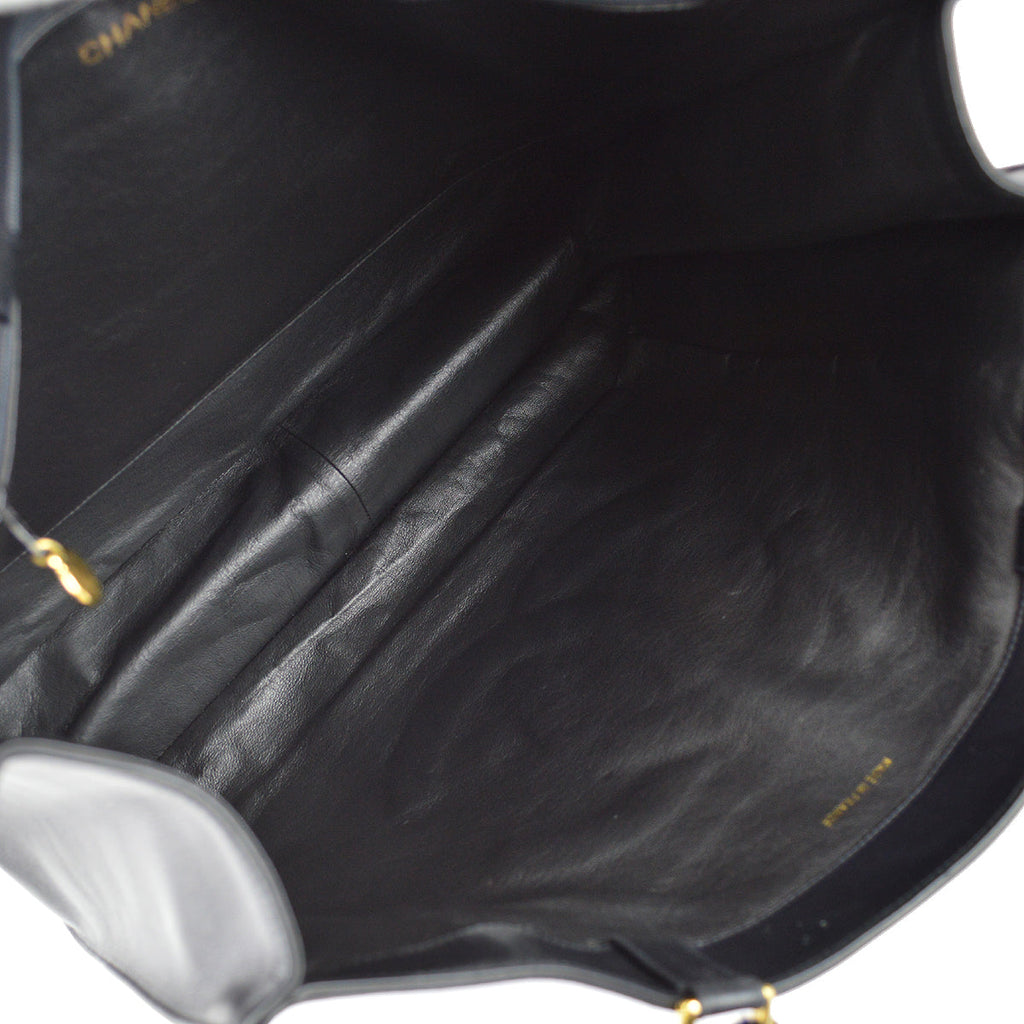 Chanel Chain Shoulder Tote Bag Black Lambskin