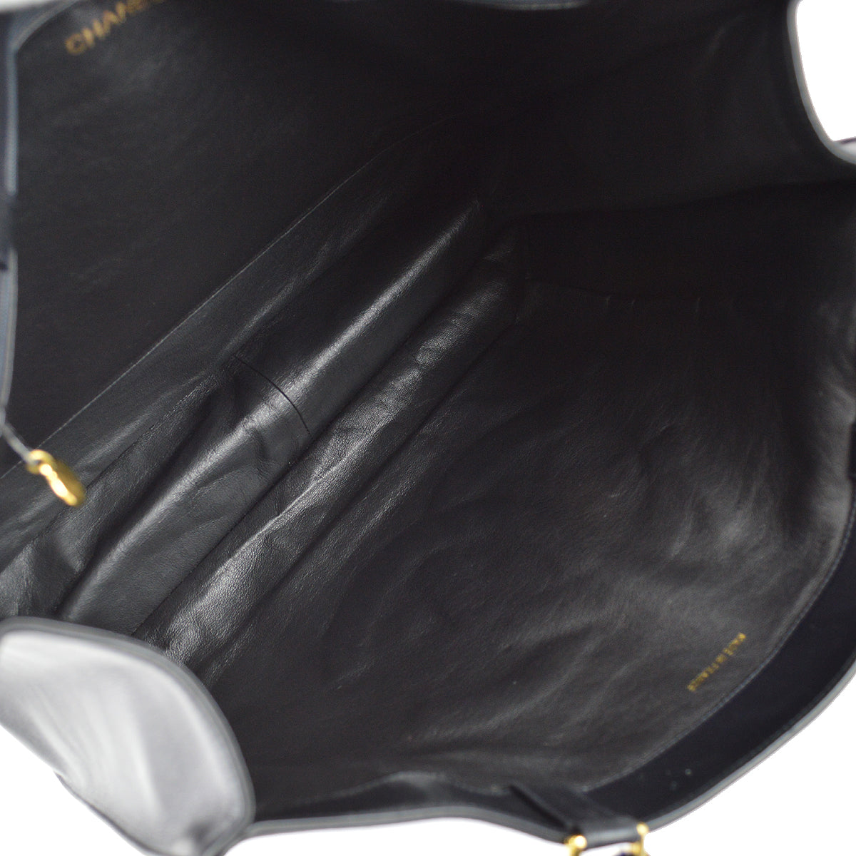 Chanel Chain Shoulder Tote Bag Black Lambskin