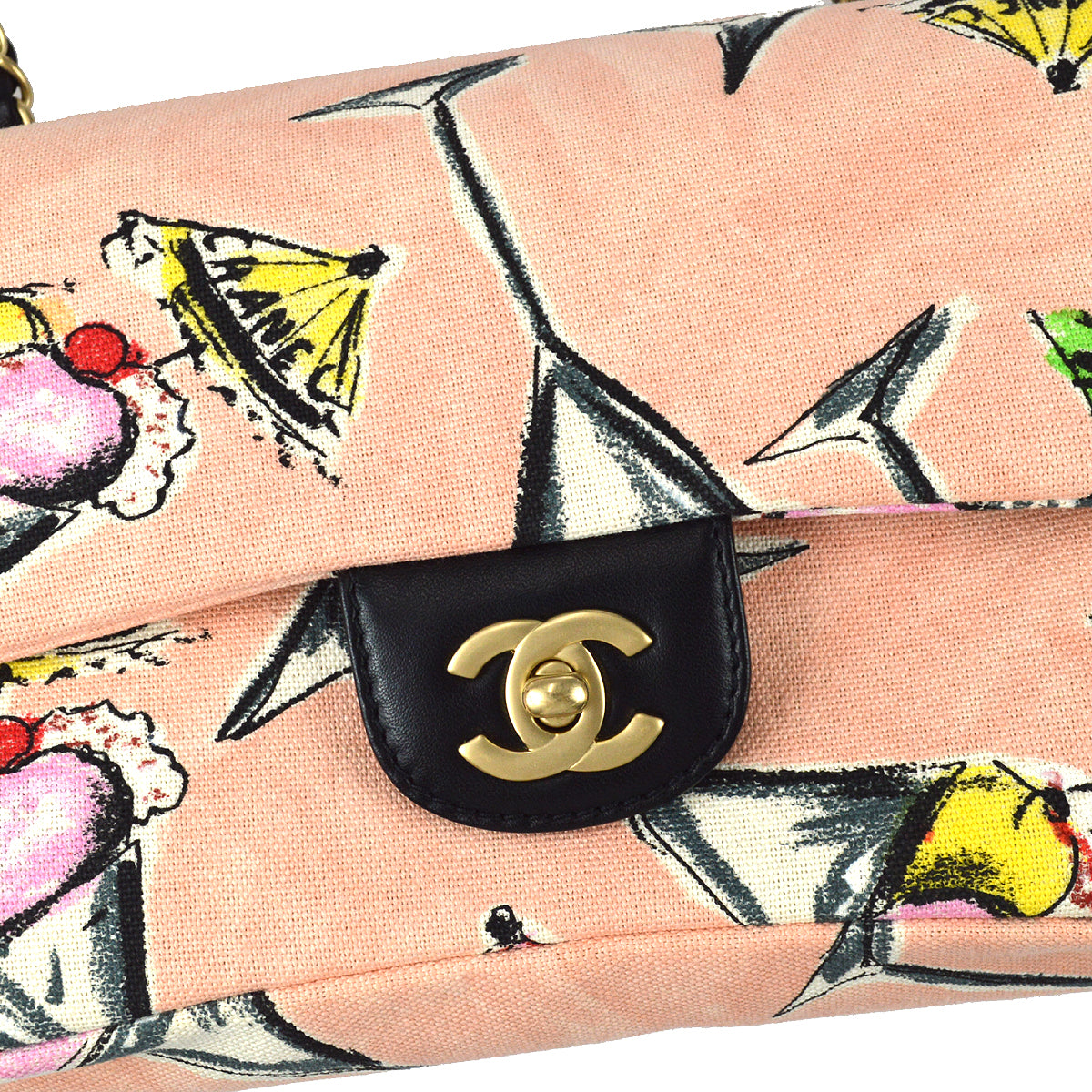 Chanel Double Chain Shoulder Bag Pink