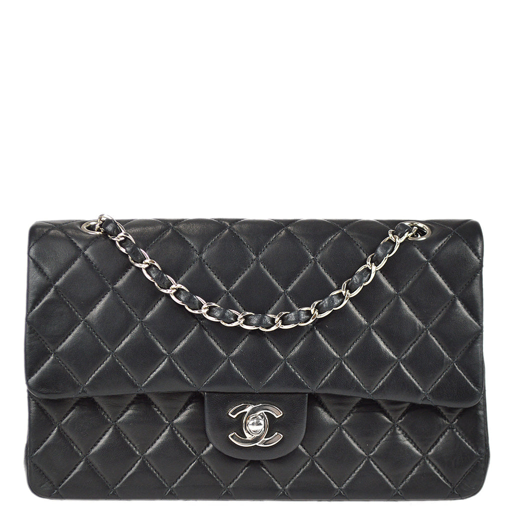 Chanel Black Lambskin Medium Classic Double Flap Bag SHW