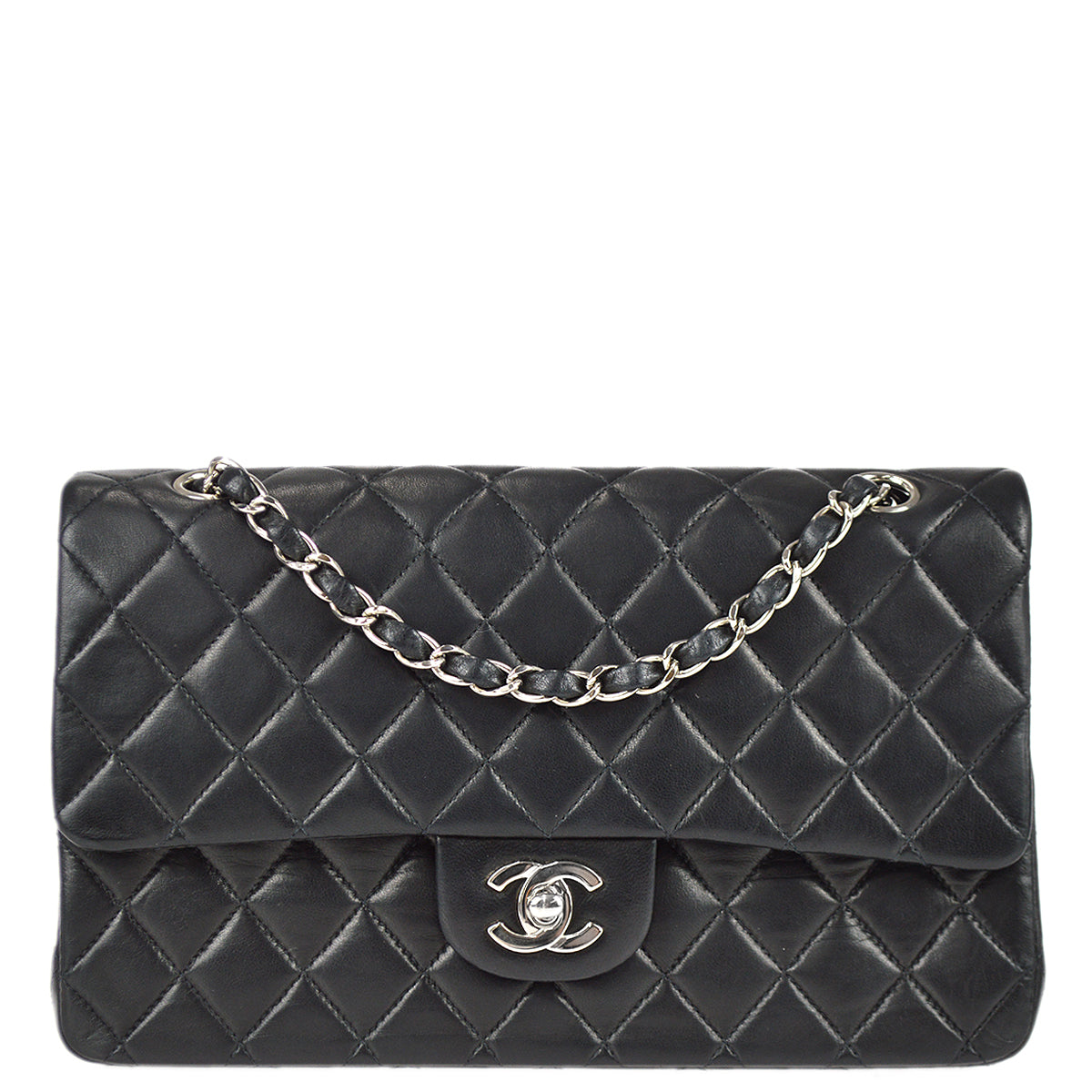 Chanel Black Lambskin Medium Classic Double Flap Bag SHW