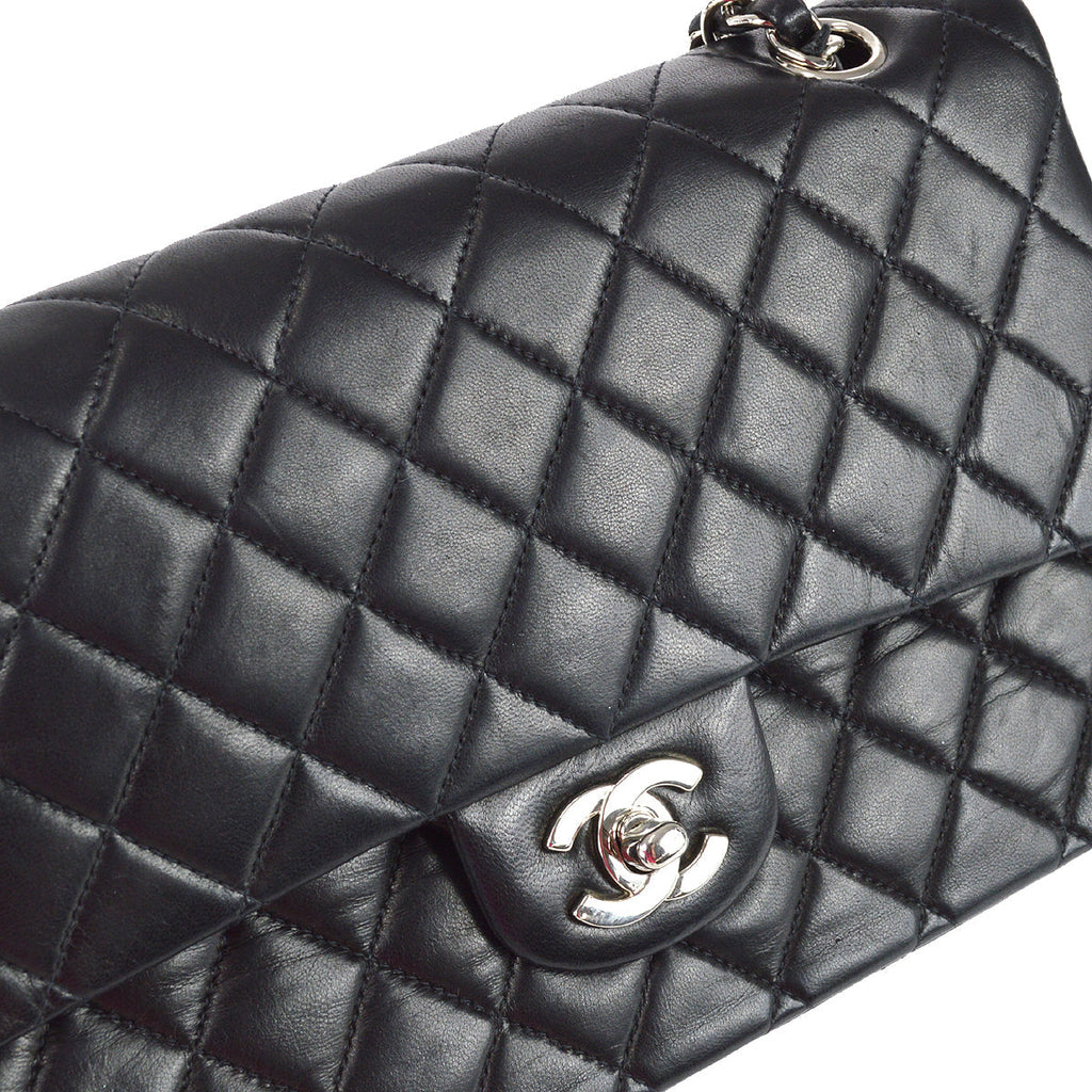 Chanel Black Lambskin Medium Classic Double Flap Bag SHW