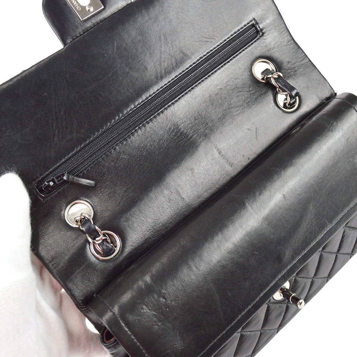 Chanel Black Lambskin Medium Classic Double Flap Bag SHW