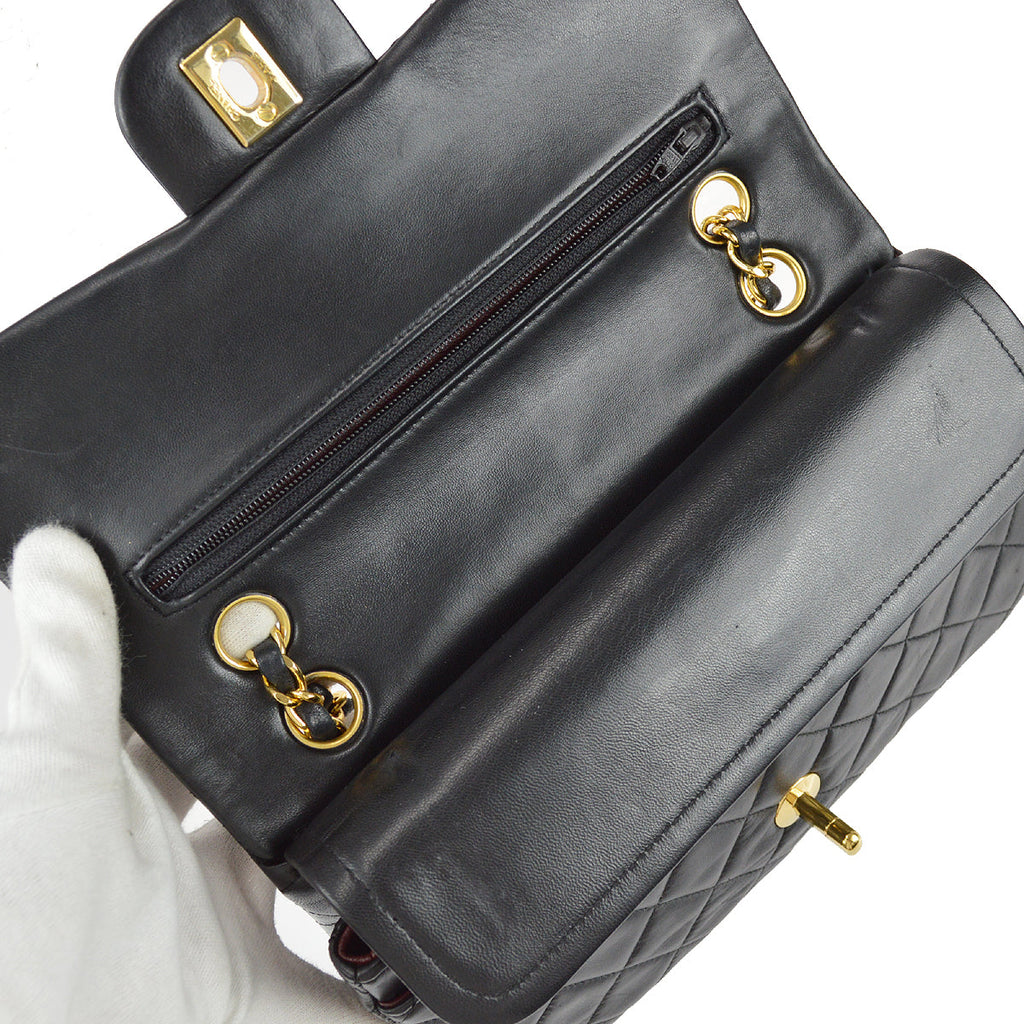 Chanel Black Lambskin Small Classic Double Flap Bag