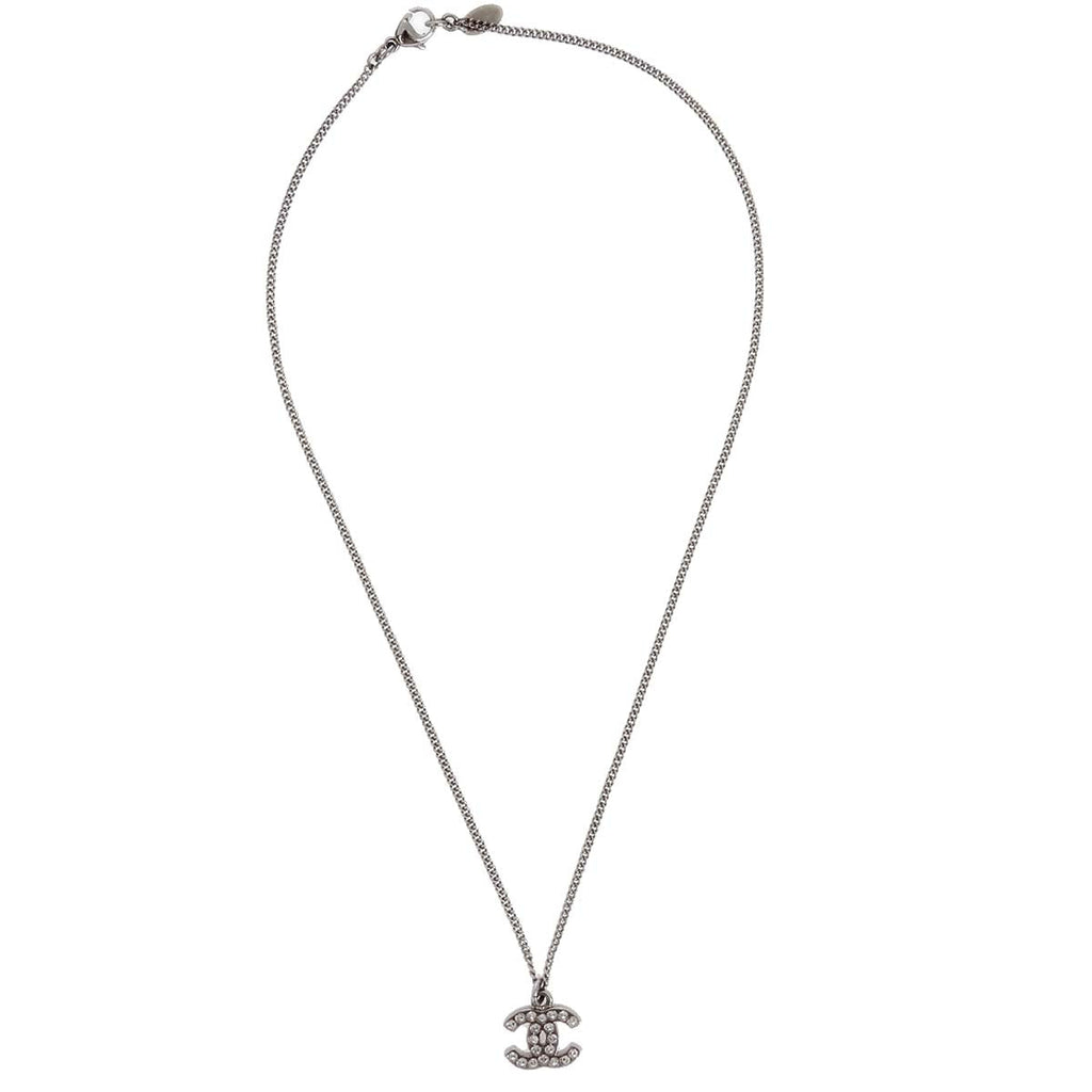 Chanel 2010 Crystal & Silver CC Necklace