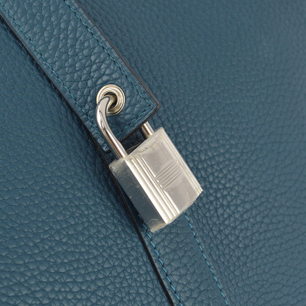 Hermes 2014 Blue Taurillon Clemence Picotin Lock TGM Handbag