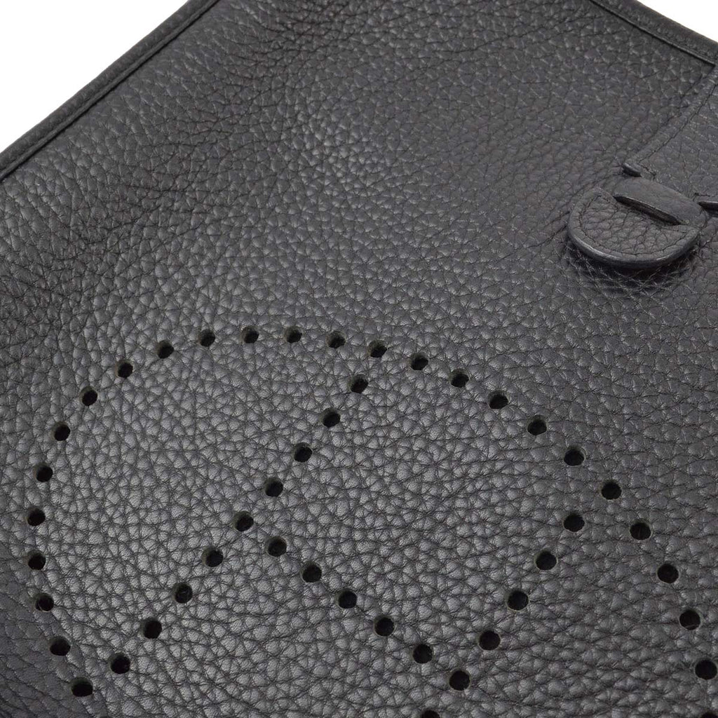Hermes 2014 Black Taurillon Clemence Evelyne 3 PM Shoulder Bag