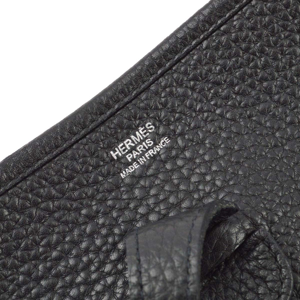 Hermes 2014 Black Taurillon Clemence Evelyne 3 PM Shoulder Bag