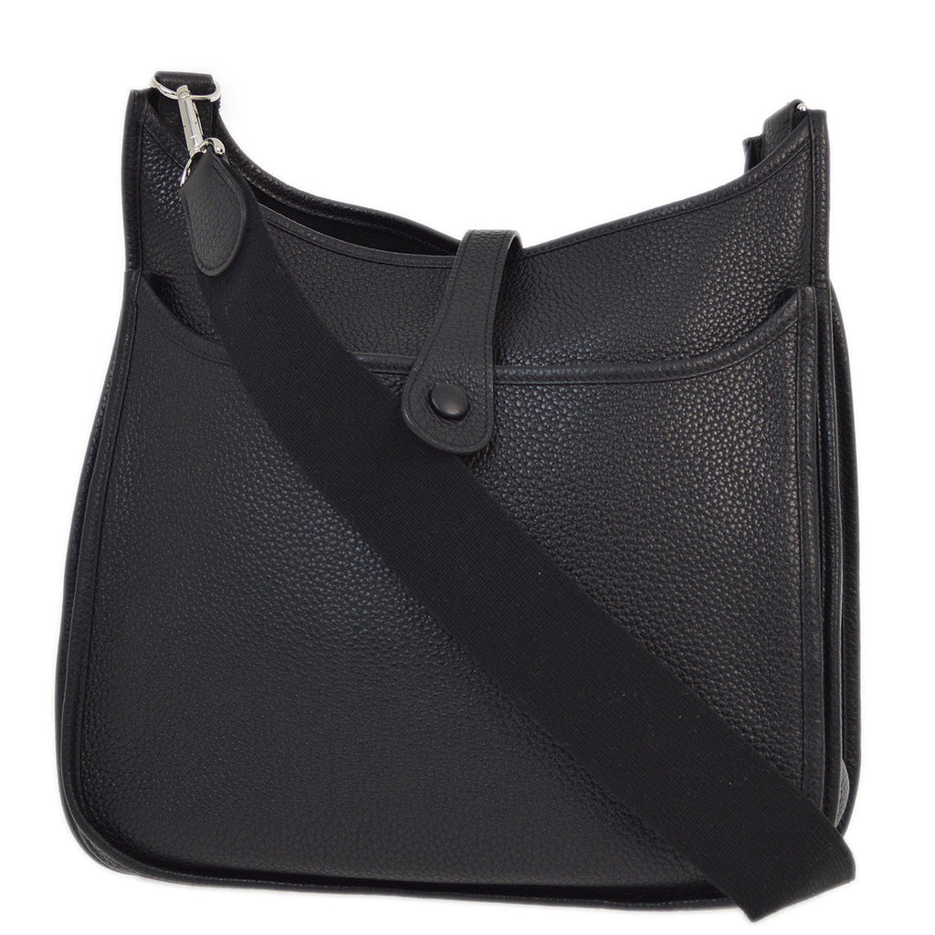 Hermes 2013 Black Taurillon Clemence Evelyne 2 GM Shoulder Bag