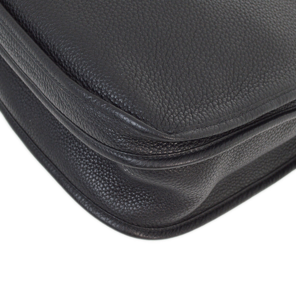 Hermes 2013 Black Taurillon Clemence Evelyne 2 GM Shoulder Bag