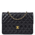 Chanel 2011 Black Lambskin Turnlock Medium Half Flap Shoulder Bag