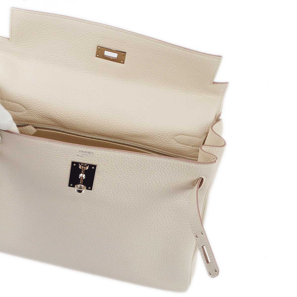 Hermes 2015 Ivory Taurillon Clemence Kelly 32 Amazon Retourne 2way Shoulder Handbag