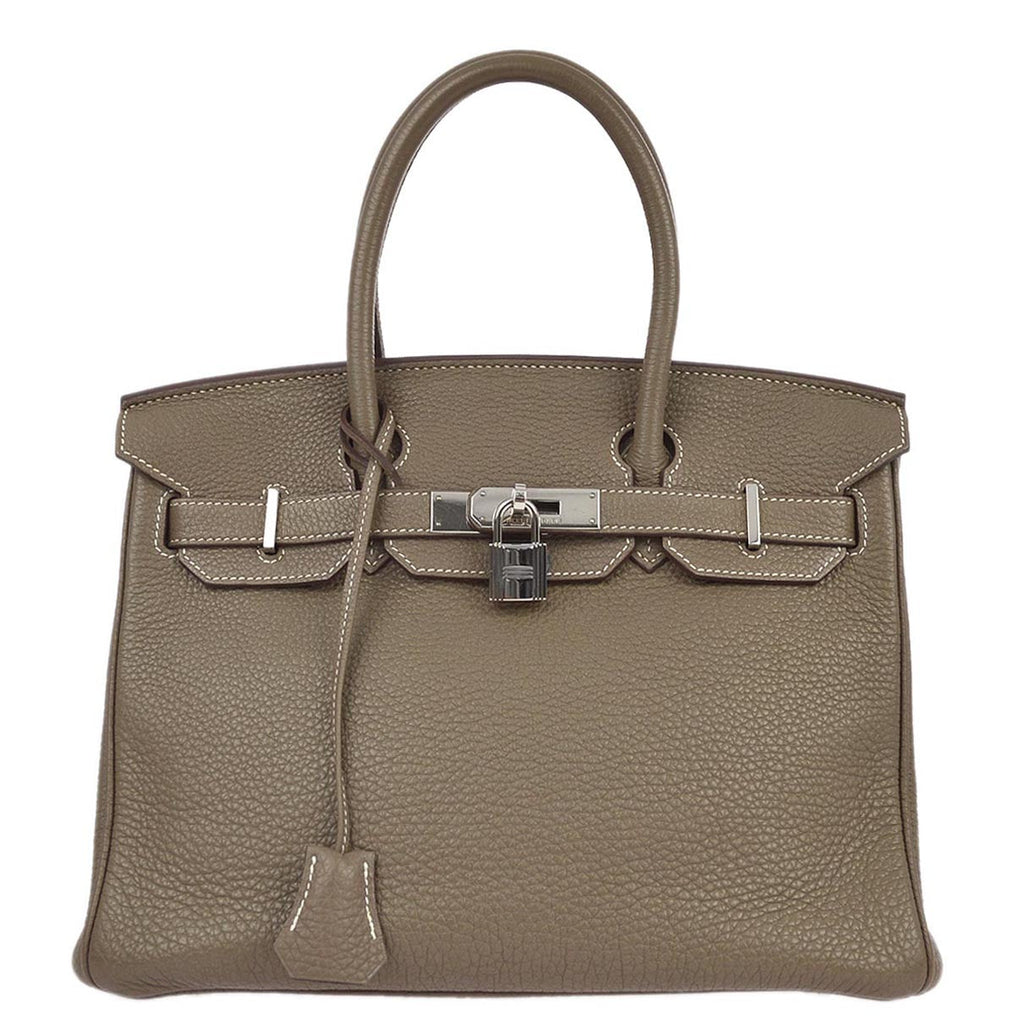 Hermes 2011 Etoupe Gray Taurillon Clemence Birkin 30 Handbag