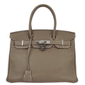 Hermes 2011 Etoupe Gray Taurillon Clemence Birkin 30 Handbag