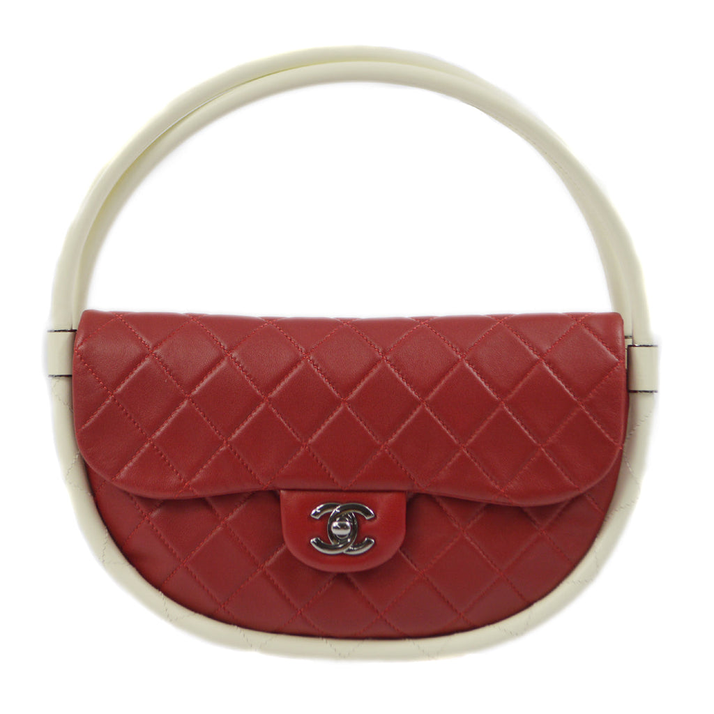 Chanel 2013-2014 Red Lambskin Medium Hula Hoop Handbag