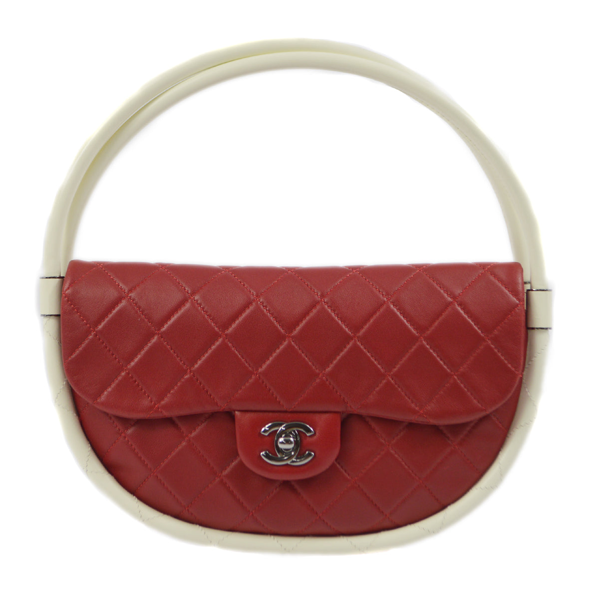 Chanel 2013-2014 Red Lambskin Medium Hula Hoop Handbag