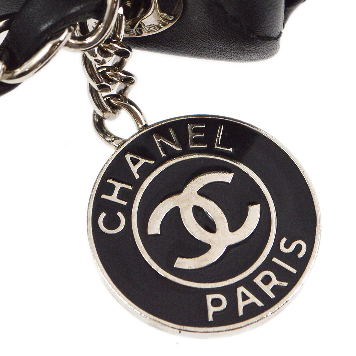 Chanel 2014 Black Lambskin Double Chain Flap Shoulder Bag