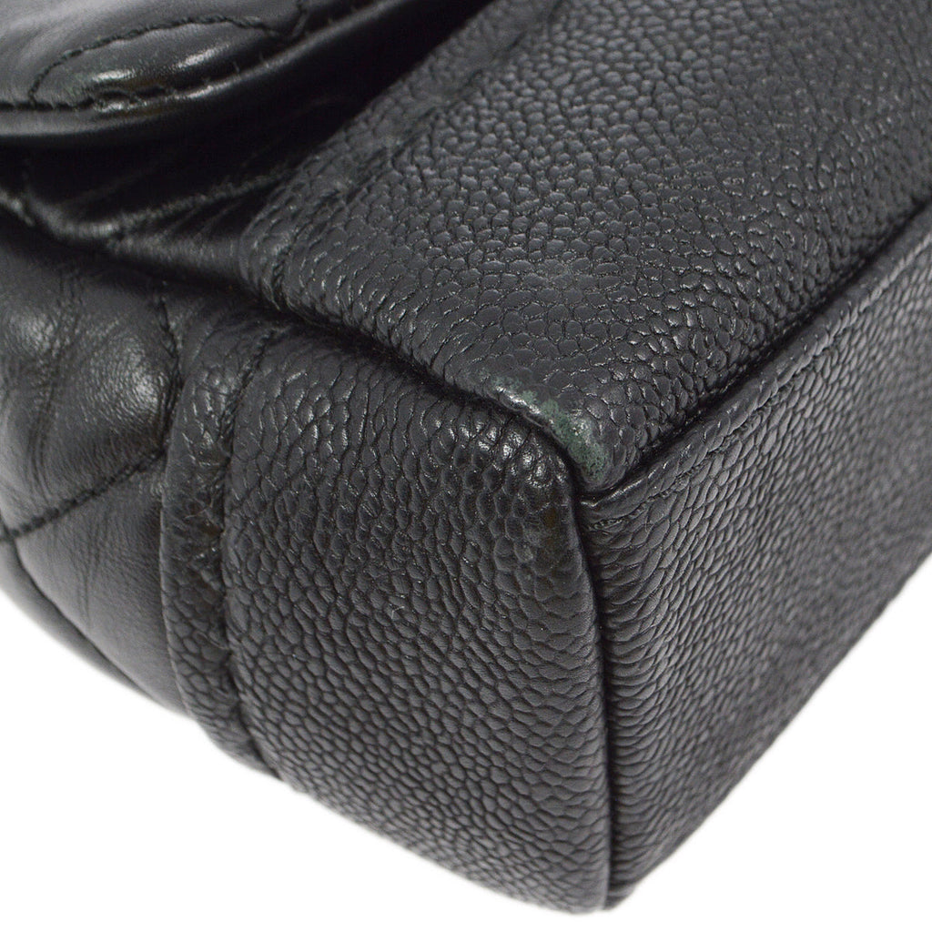 Chanel 2014 Black Lambskin Double Chain Flap Shoulder Bag