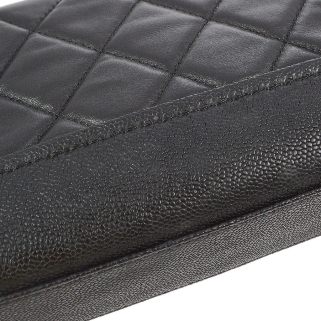 Chanel 2014 Black Lambskin Double Chain Flap Shoulder Bag