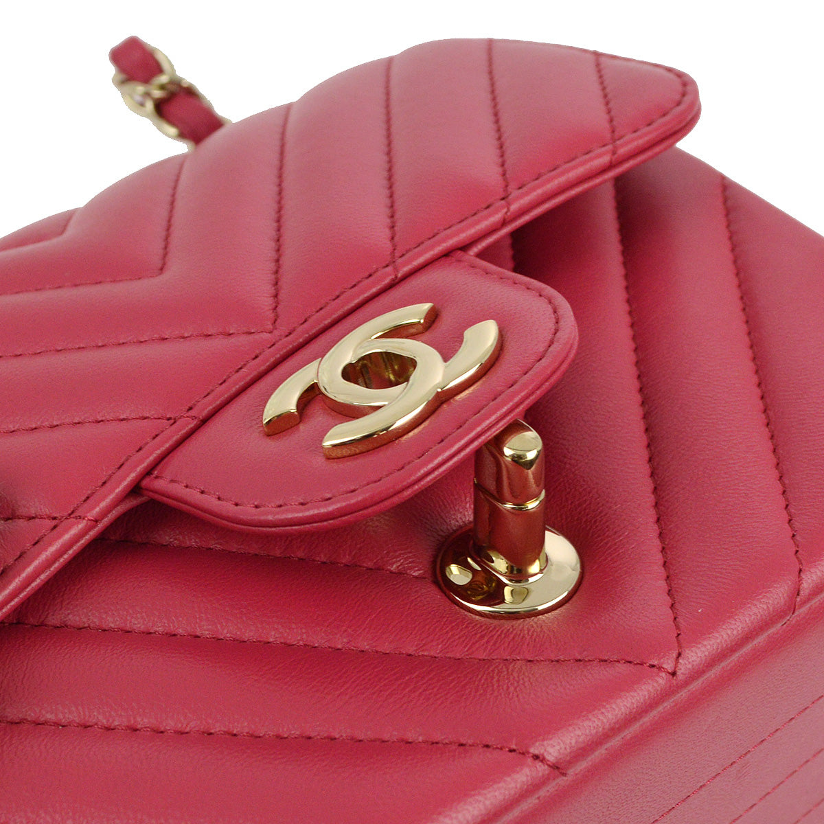 Chanel 2019 Pink Lambskin V-Stitch Mini Classic Square Flap Shoulder Bag 17