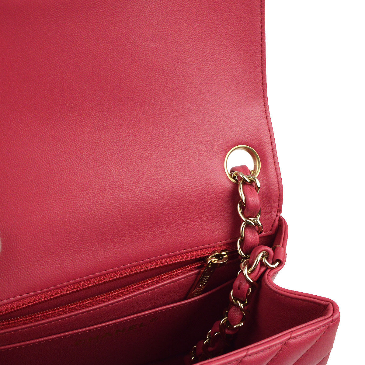 Chanel 2019 Pink Lambskin V-Stitch Mini Classic Square Flap Shoulder Bag 17