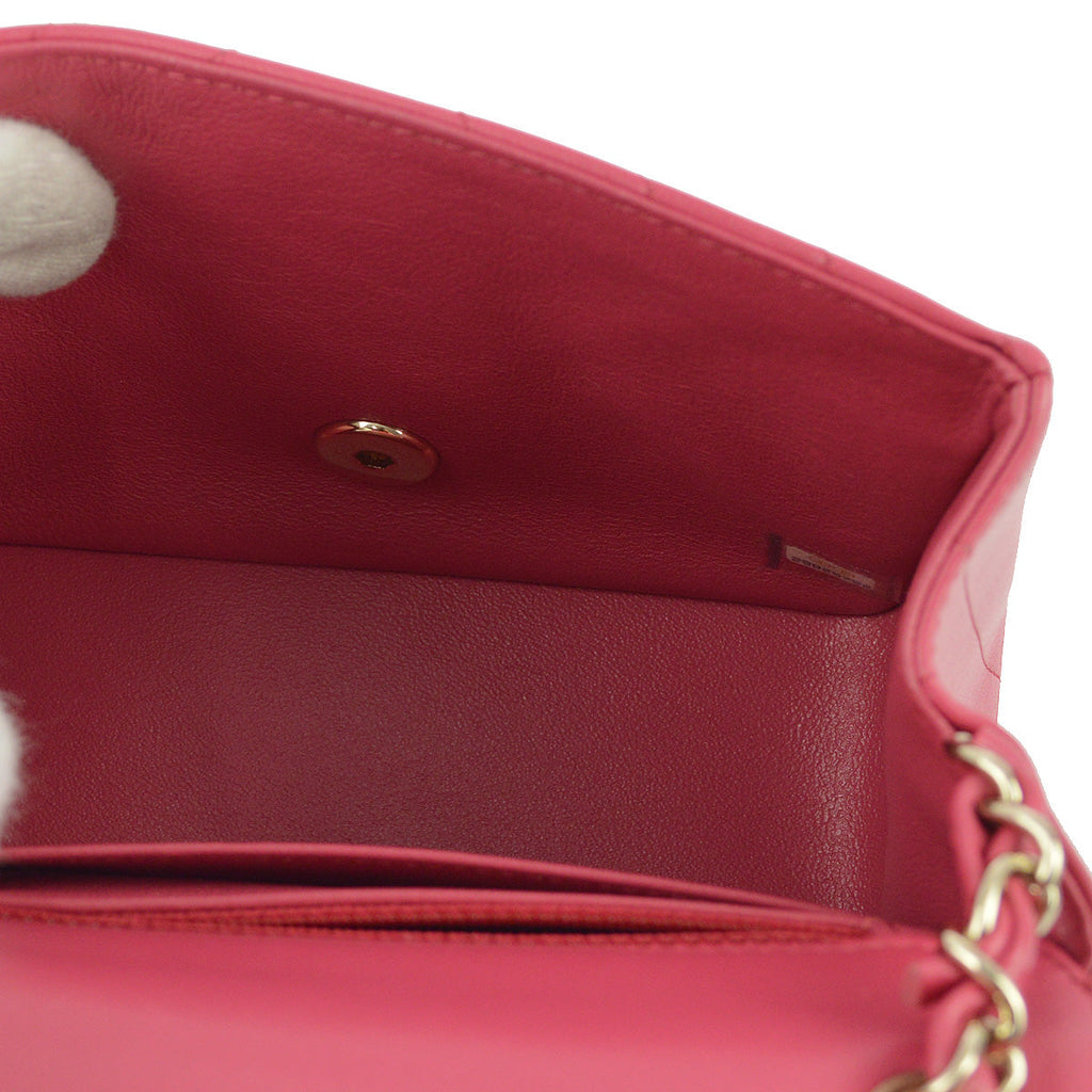 Chanel 2019 Pink Lambskin V-Stitch Mini Classic Square Flap Shoulder Bag 17