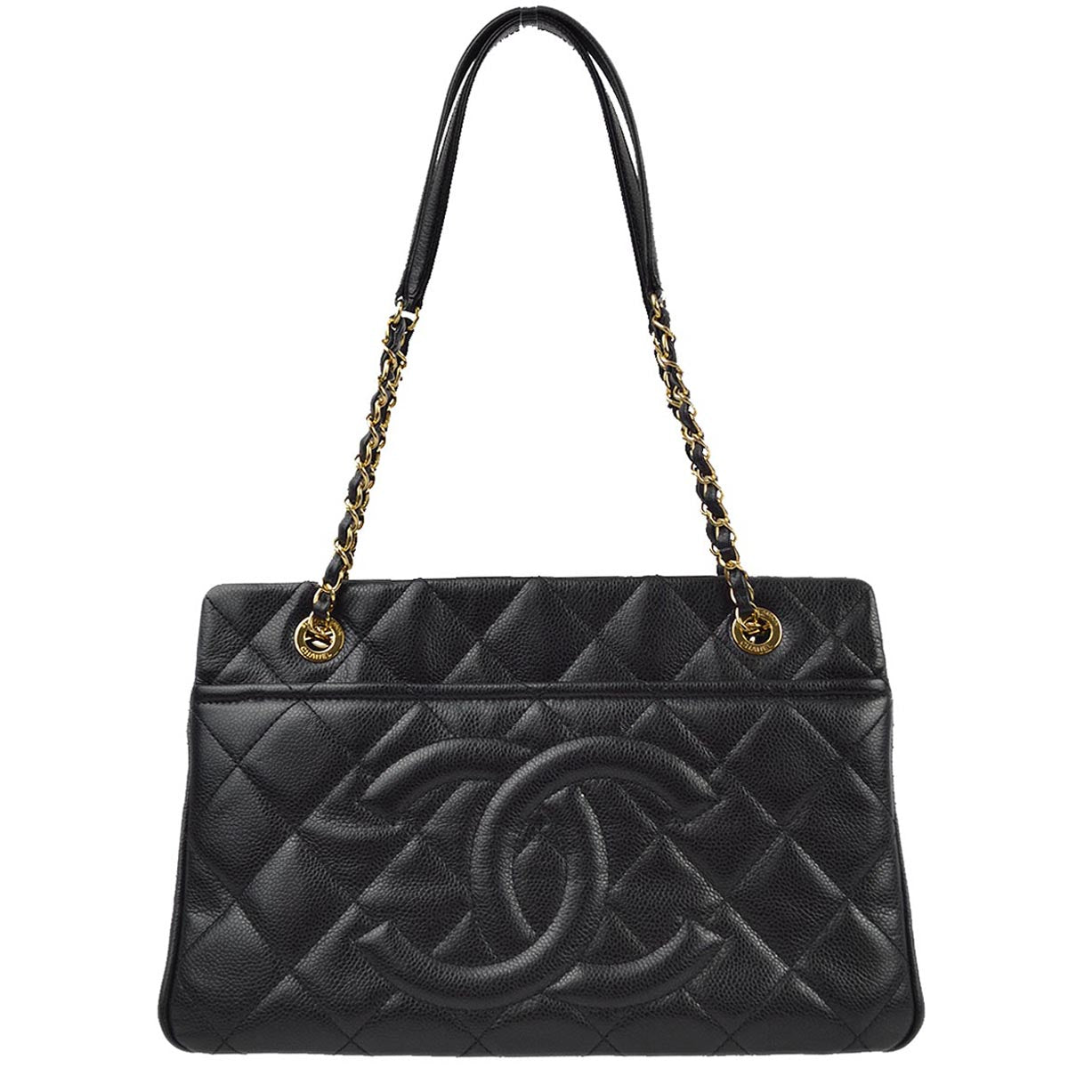 Chanel 2013-2014 Black Caviar Skin Shoulder Tote Bag